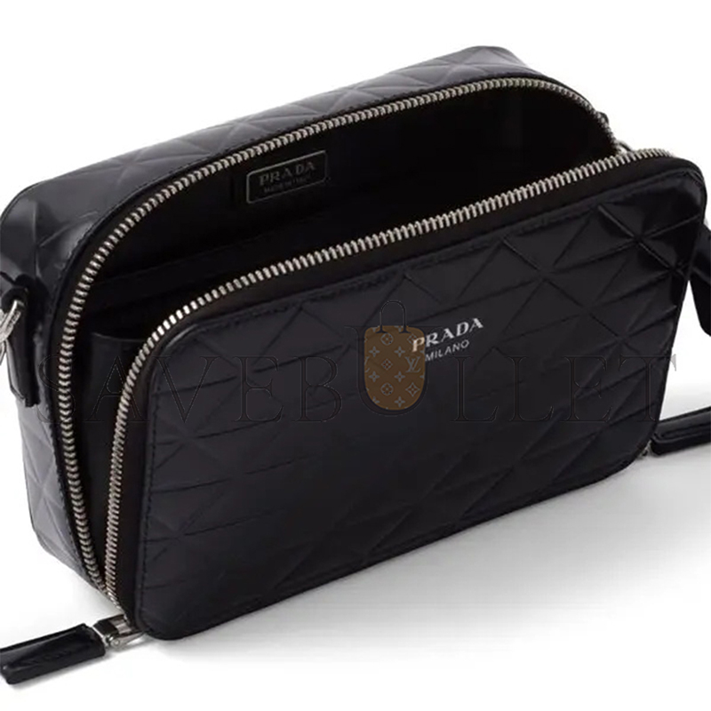 PRADA BRIQUE LOGO-PRINT LEATHER SHOULDER BAG 2VH070 (19*12*5.5cm)